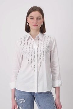 Shirt blouse with rhinestones