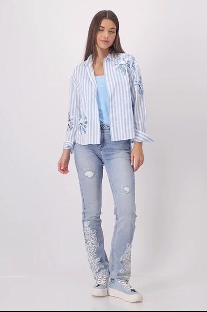 Striped blouse with sequins