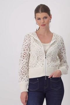 Crochet jacket with zip