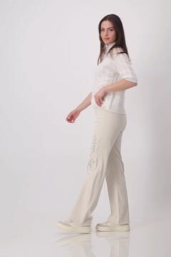 Wide leg trousers with embellishment