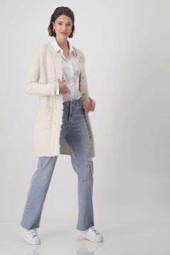 Knitted coat with lurex