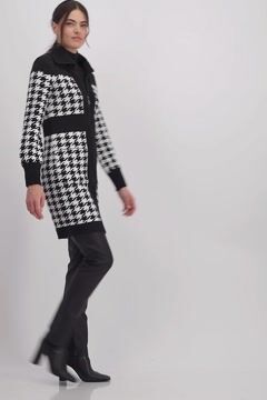 Knitted coat with troyer collar