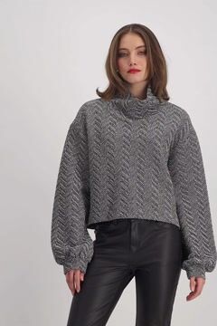 Sweatshirt with herringbone pattern