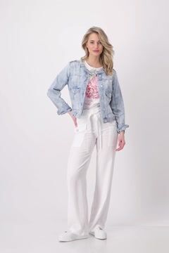 Denim jacket with floral pattern