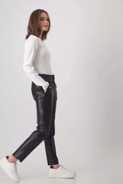 Faux leather trousers